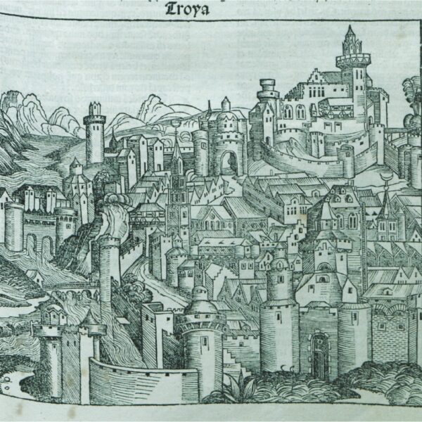 1493 Tarihli Schedell'in Dünya Tarihi Kitabı'ndan İmgesel Troya Kenti
