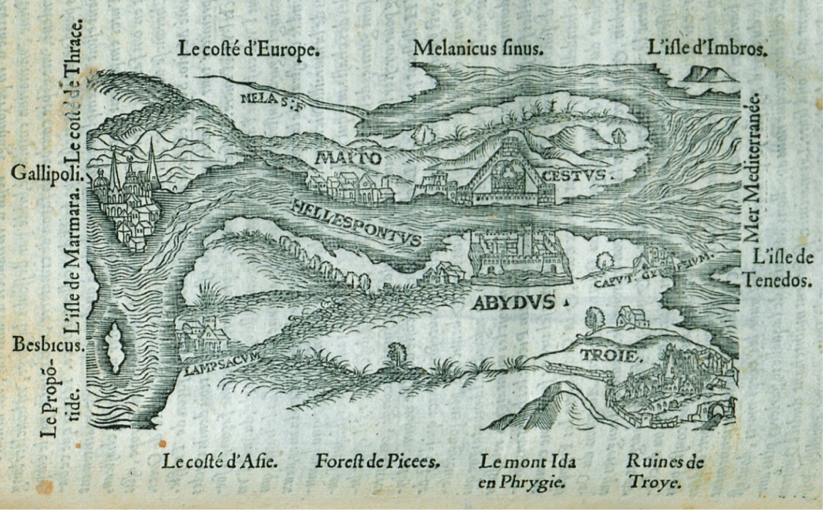 Çanakkale Boğazı ve Çevresindeki Antik Yerleşmeler ve Troya (1554, Pierre Belon)