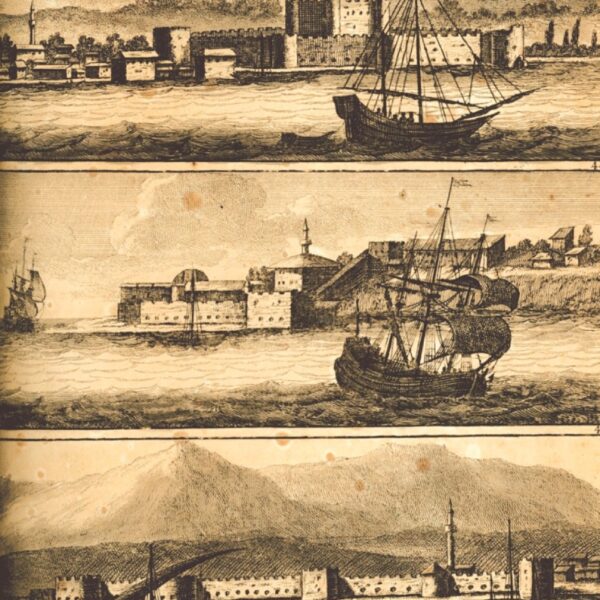 Çanakkale Boğazı'ndaki Kilitbahir, Çimenlik, Nagara ve Eski Kumkale (1714, Cornelis de Bruyn)