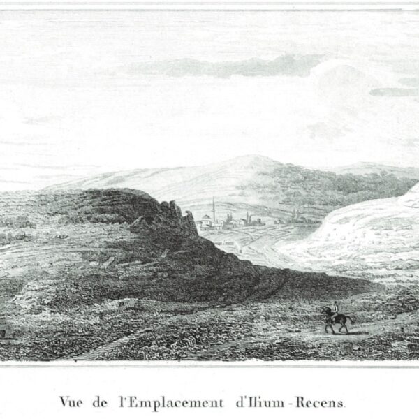 Eski İlion Troya'nın İlk Görseli ve Arka Planda Çıplak Köyü (1784, Aguste de Choiseul-Gouffier)