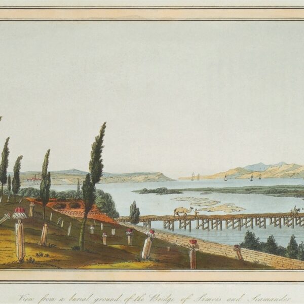 Karamenderes Nehri'nin Boğaza Döküldüğü Yerdeki Eski Kumkale Mezarlığı ve Ahşap Köprü (1801, William Gell)