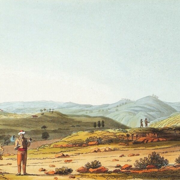 Pınarbaşı Köyü ve Çevresi, Arkaplanda Tümülüsleriyle Ballıdağ (1801, William Gell)